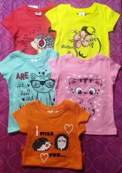 Футболка 315д  р.86-92 разноцв. с принтом . Россия   3   250